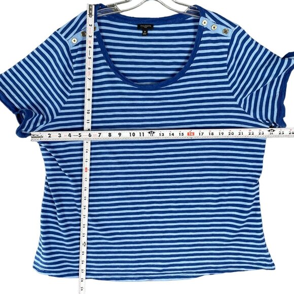 Talbots Top Womens 2X Blue Striped Nautical Sailor Stretch Casual Office Norm - Picture 14 of 16